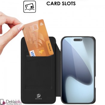 Dux Ducis Skin Pro dirbtinės odos dėklas - juodas (Apple Iphone 17 Pro Max/18 Pro Max)